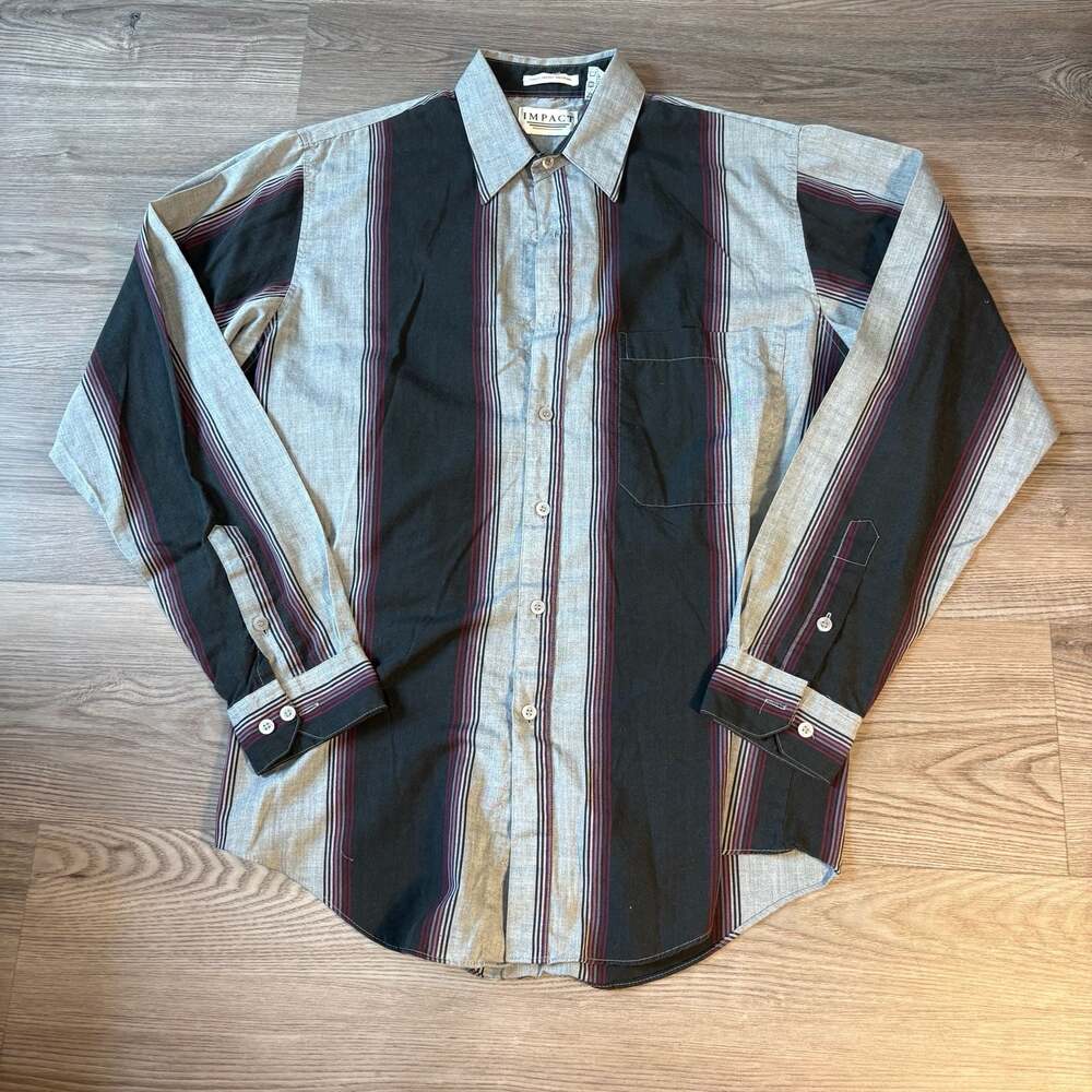 Impact Vintage Striped Long Sleeve Button-Down Shirt